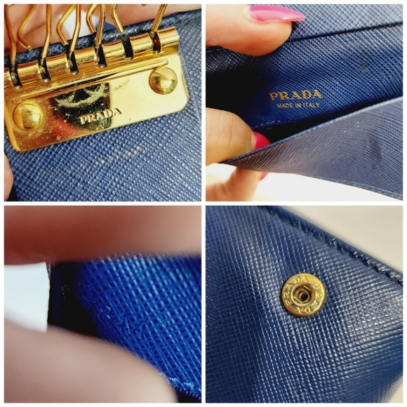 Prada Authentic saffiano leather blue continental wallet and key / card case - Picture 15 of 16